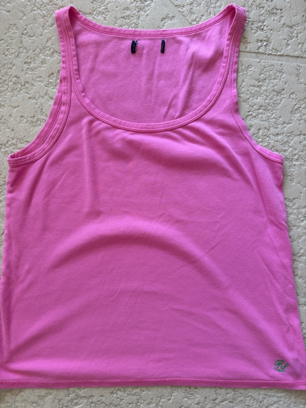 VTG RLR Bright Pink Ribbed Tank Top